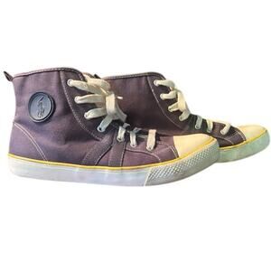 Polo Ralph Lauren Delton High Top Sneakers Canvas Shoes Men's 10.5 Blue Yellow